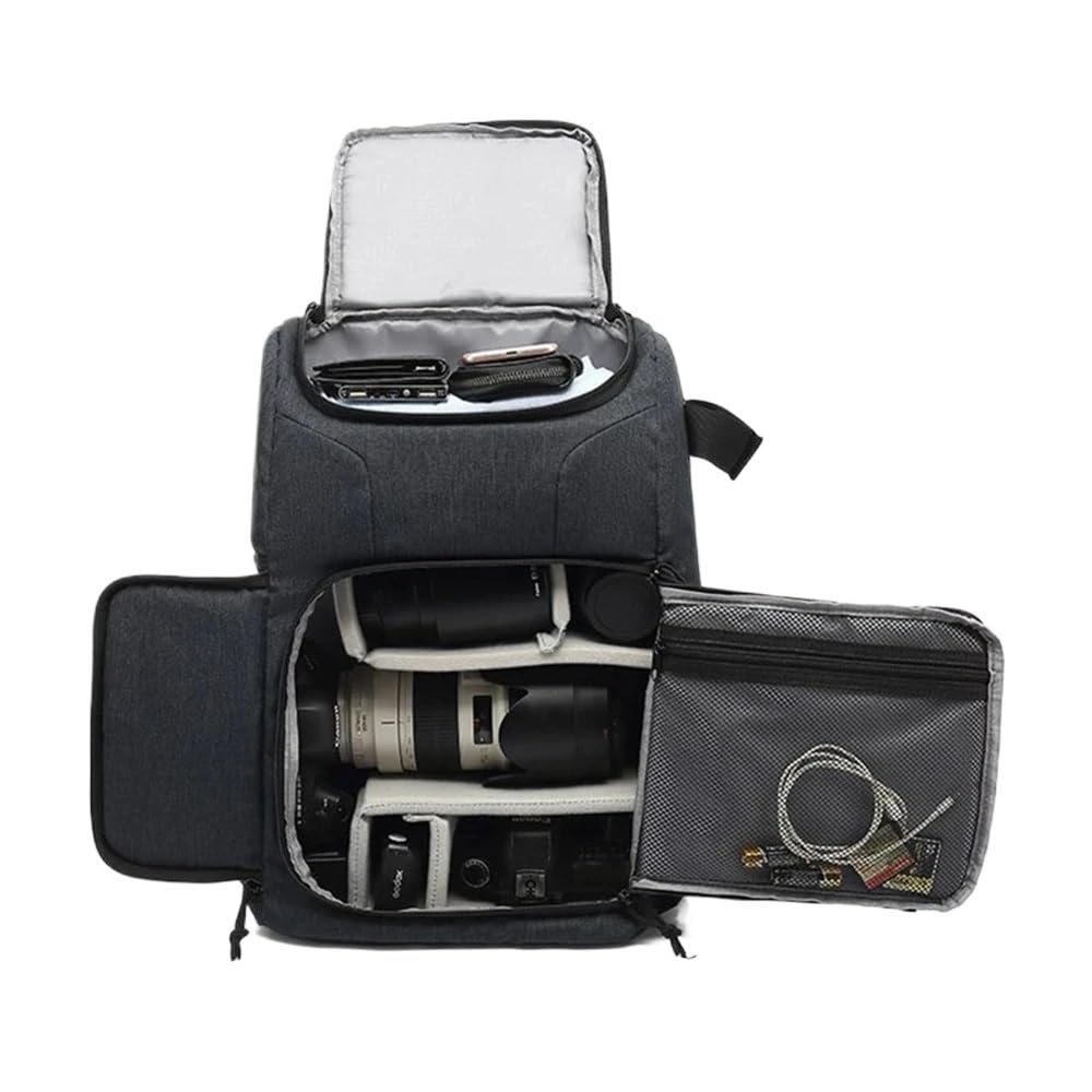 Borsa Reflex Zaino for fotocamera impermeabile Borsa for fotocamere DSLR for treppiede portatile da viaggio for obiettivo for video(Grey)