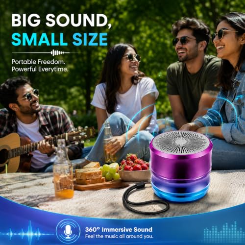 Image of PEFUPEW Portable Mini Bluetooth Speaker, Small Wireless Speaker Bluetooth 5.3 with Stereo Sound, Deep Bass, TWS Pairing, IP7 Waterproof, 8 Hours of Playtime, for Home /Outdoor /Party /Travel /Gift Ideas
