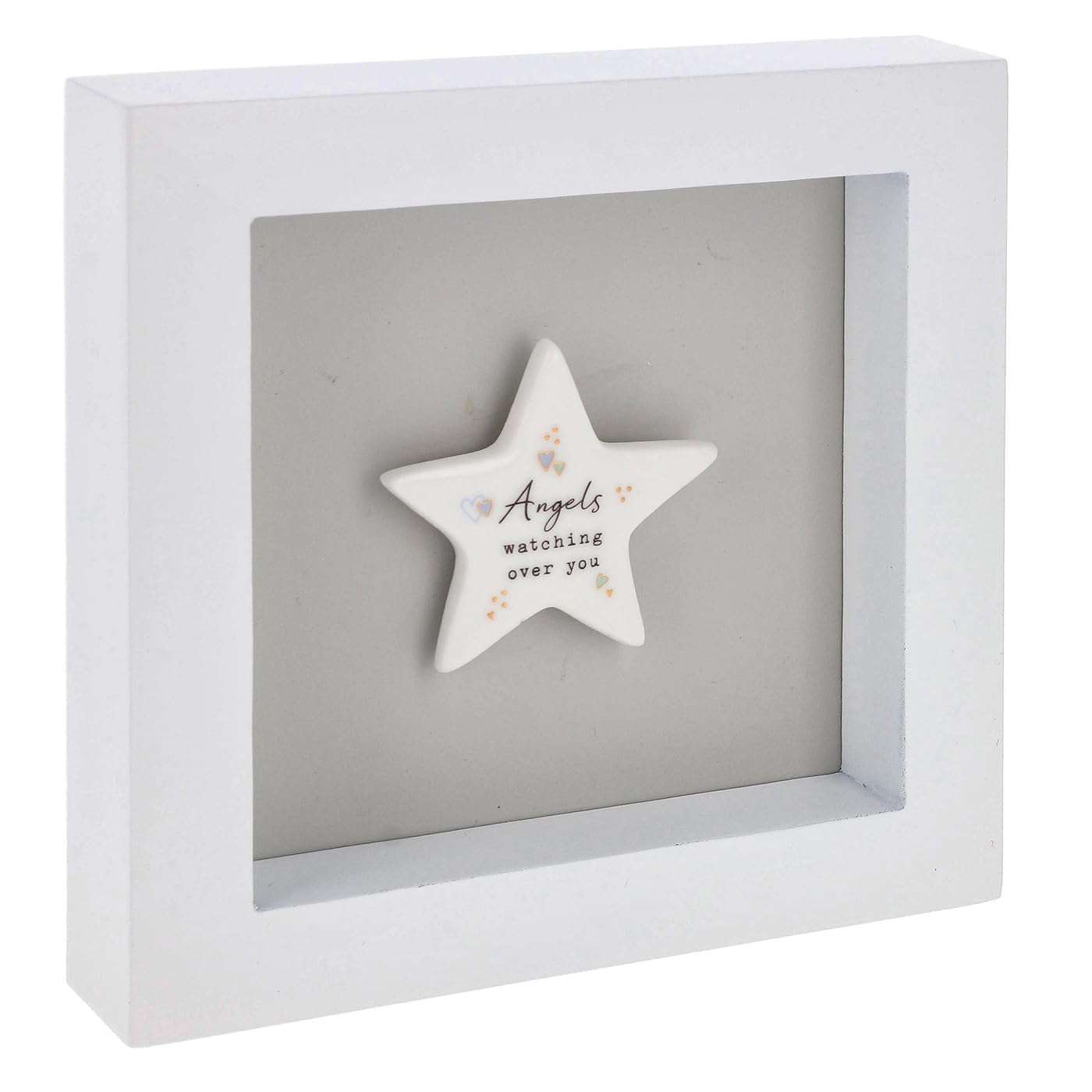 Shudehill Giftware Men's White Heartfelt Art Star Plaque In Frame Small - Sisters, Auntie, Friend, Friendship, Baby Boy, Angels (Angels)