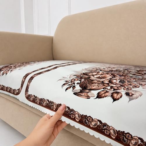 Image of Homerz Premium 'Luxe Series' Holland Velvet Sofa Cover | Smooth Finish | Anti-Skid Fleece Backing | Soft Touch Couch Protector for Living Room (Rust, 2 Seater, Only Seat Cover)