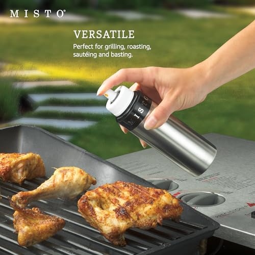 Image of Misto Gourmet Olive Oil Sprayer Set of 2 Aluminum Bottles - Refillable Pump Mister for Cooking, Salads, Grilling - 3.2 oz Each, No Propellants