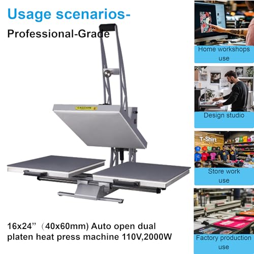 Prensa térmica automática 24x16 pulgadas dual 110V 2000W miniatura 2