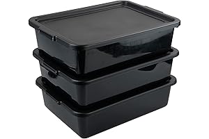 3-Pack Black Plastic Storage Bins with Lids