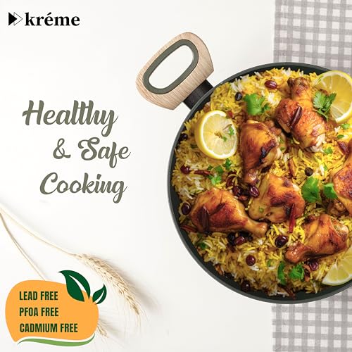 Image of Kreme Venetia Premium Series 6-Piece Granite Casseroles Cookware Set with Lid | Non-Stick Aluminium Cooking Pot | Granite Coating | Induction & Gas Stove Compatible | Healthy Low-Oil Cooking, Green