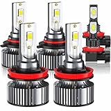 XWQHJW LED Headlight Bulbs Compatible For Toyota Camry Honda Pilot 2007 2008 2009 2010 2011 2012 2013 2014, 9005 H11 High Low Beam + H11/H8/H16 Fog Lights, 6000K White, Plug and Play, Pack of 6