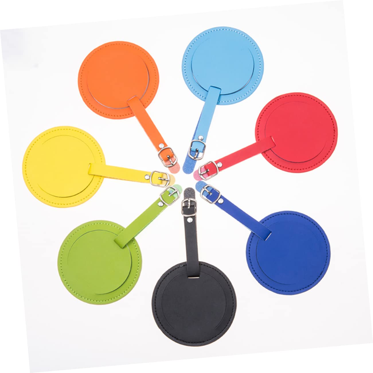 10pezzi Cartellini Identificativi Per Bagaglio Pelle Pu Di Etichette Rotonde Blu Con Cinghia Per Valigia Zaino e Bagagli Facile Identificazione Con e Indirizzo