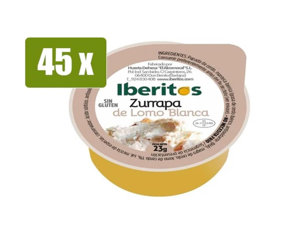Zurrapa de lomo blanca monodosis 45 uds de 23 gr/ud. Iberitos Gourmet Extremadura Sin Gluten, sin Lactosa