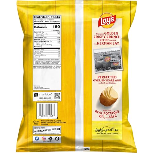 Image of Lay's Classic Potato Chips Snacks, Gluten Free Chips, Party Size, 13oz Bag