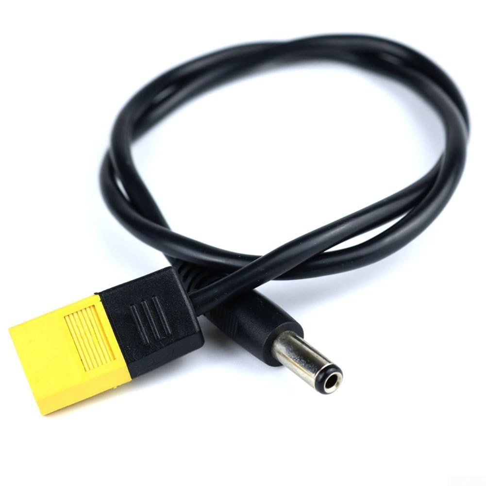 500mm for XT60 Male Connector to DC5525 Male Power Cable Adapter for TS100 TS101 Soldering Iron, Silicone with Gold-Plated Heads for Secure Connection