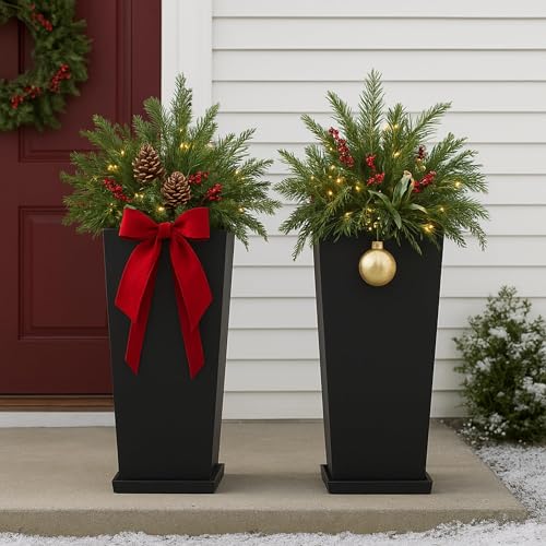 FENCY Set of 2 Tall Planters for Outdoor Plants, 24...
