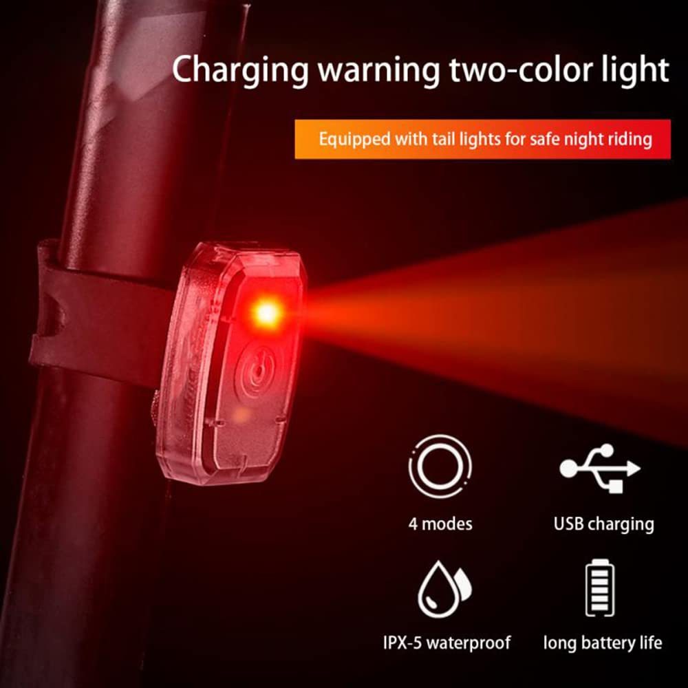 Luz Trasera de Advertencia para Bicicleta, Resistente a la Lluvia, luz Delantera para Bicicleta de montaña, Recargable por USB, luz de Seguridad para Ciclismo Nocturno, Accesorios