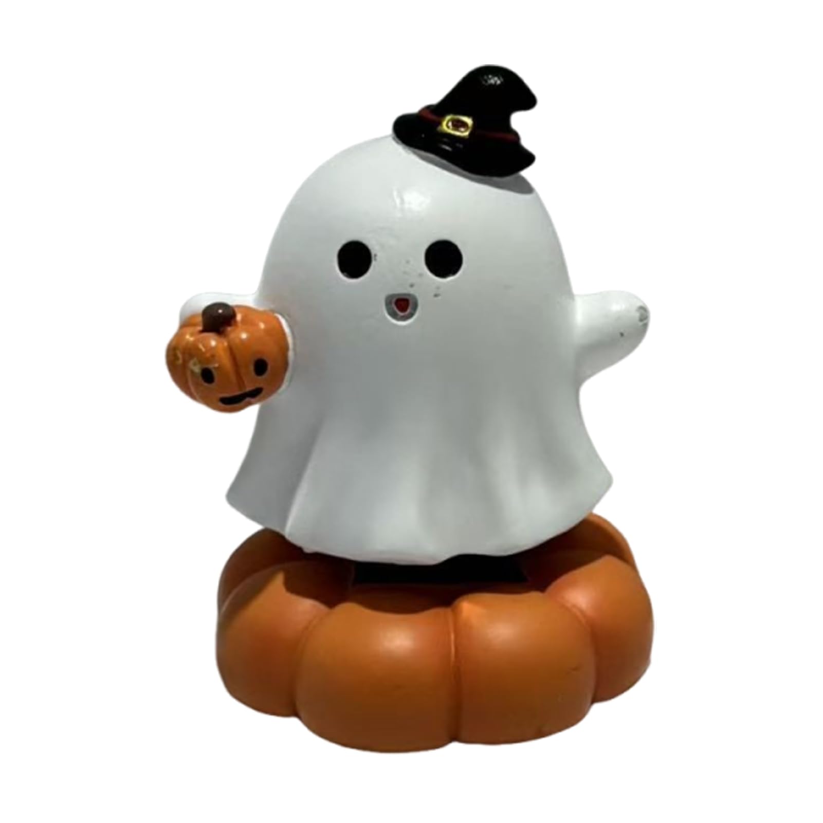 Pasisuu Spooky Halloween Figurine, Small Resin Rotating Ghost Skull Pumpkin Gravestone Statue, Collectible Tabletop Ornament for Home Shelf Fireplace Decor A