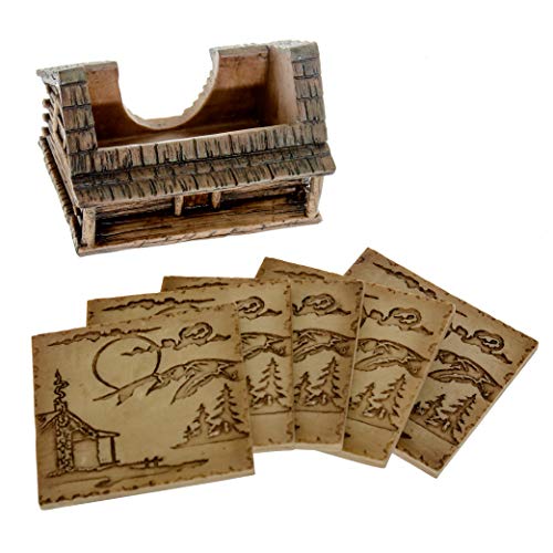 Cabin-Log-Coaster-Set-for-Drinks-Modern-Home-Decor-Accents-Hunting-Decor-for-Man-Cave-Coasters-and-Holder-Set-Rustic-Absorbent-Coaster-Set-with-Holder-for-Drinks-Housewarming-Gifts-Decor Cabin Log Coaster Set for Drinks Modern Home Decor Accents Hunting Decor for Man Cave Coasters and Holder Set Rustic Absorbent Coaster Set with Holder for Drinks Housewarming Gifts Decor