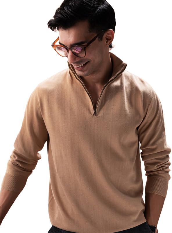 andamen Men Casual Mock Neck Cotton Regular Fit Pullover-picture-17