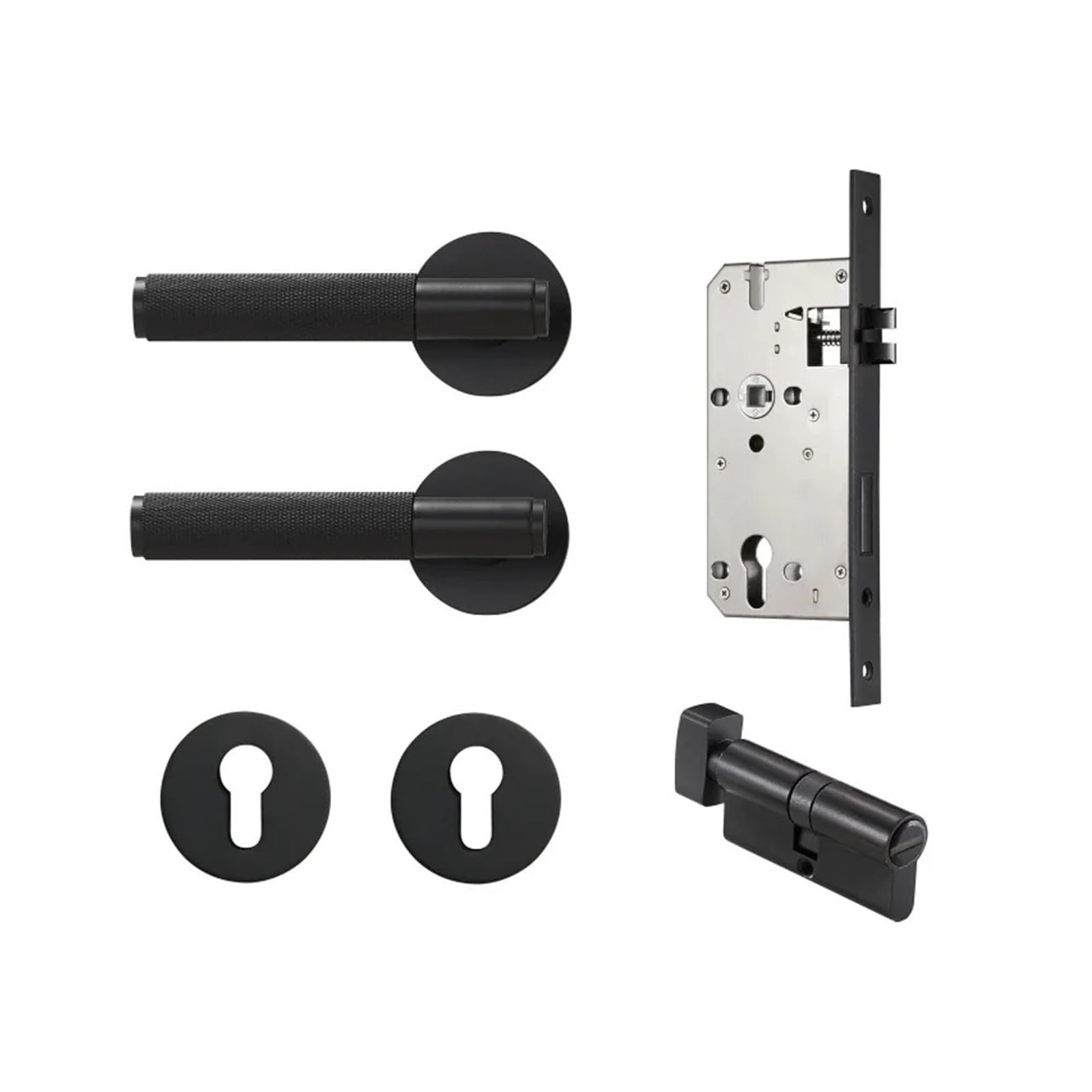 Sharunsfeli Bk-Qbcf Dooroom Brass Door Lever Set Knurled Privacy Passage Dummy Thumbturn Lock Handle Set Knurled Hardware(Bk-Qbcf)