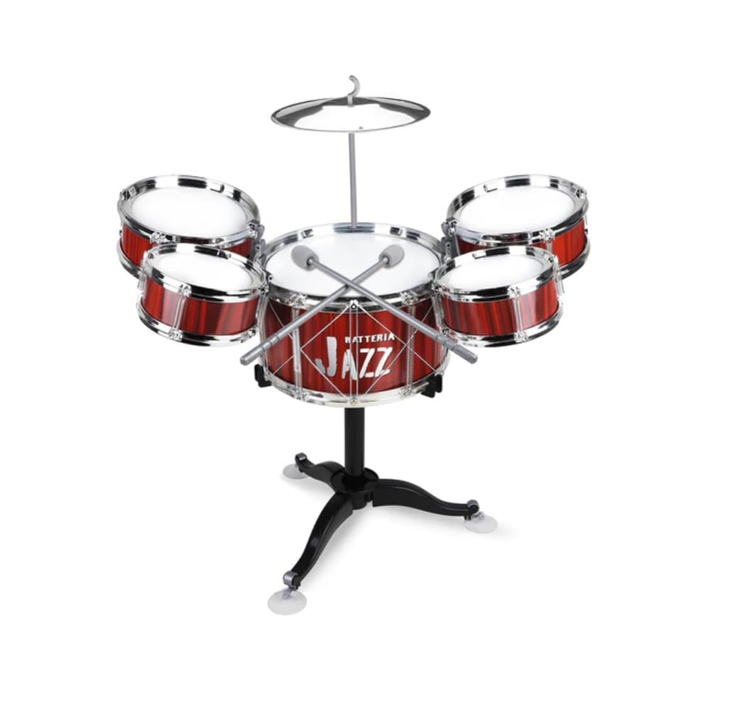 Batteria per Bambini Batteria Jazz Drum Set Batteria Giocattolo per Bambini Mini Drum Set Strumenti Musicali con 5 Tamburi 1 Piatto 2 Bacchette Strumento Musicale a Percussione Educativo (A)