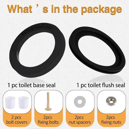 Image of RV Toilet Flush Ball Seal and Base Seal Kit with Mounting Hardware Compatible with Dometic 300 310 320, RV Toilet Seal with Bolts Replace# 385311658 385311652