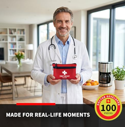 Protect Life Travel First Aid Kit for Car - Small Mini Emergency Kit, 100 Piece Waterproof First Aid Kit for Home, Camping, Boat & Hiking - Includes Emergency Blanket & First Aid Guide - Image 5