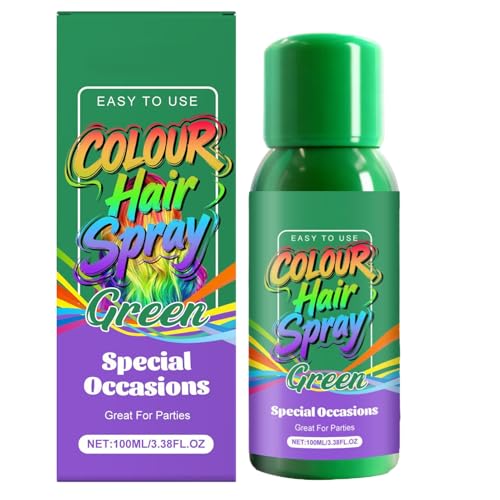 Spray de Color Capilar - 100ml Spray De Color Verde Para El Cabello - Solución De Tinte Temporal - Para Fiestas Reuniones Cosplay Disfraces Halloween Festivales Actuaciones Escénicas