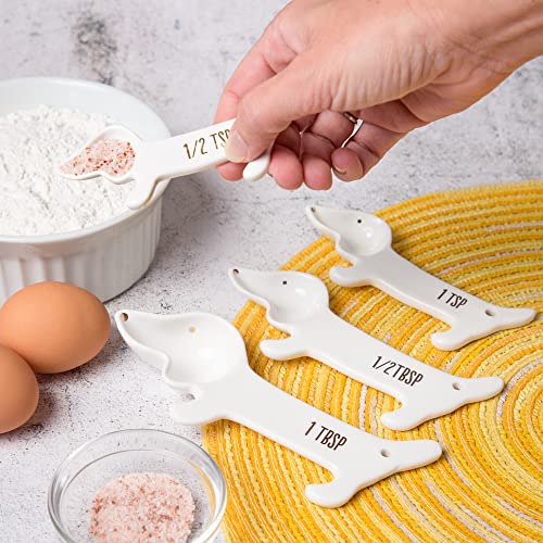 Votum White Ceramic Dog Themed Kitchen Utensils: Measuring Cups And Spoons thumb #4