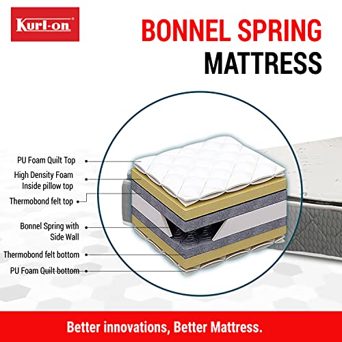 Image of Kurl-On Mattress | Mattress King Bed, Bonnell Spring Mattress, 6-Inch Bed Mattress, Mattress King Size, Spring Mattress (78x72x6 Inches, Medium Soft)-Plush TOP