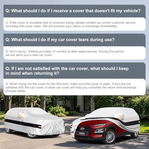 Image of 10 Layers SUV Car Cover Custom Fit for Hyundai Kona (2017-2026), Waterproof All Weather for Automobiles, Outdoor Full Cover Sun Dust Rain Protection with Cotton. Silver