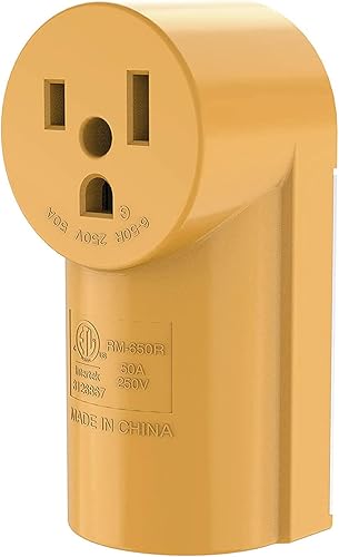 Miniatura 1 de RVGUARD 50 Amp NEMA 6-50R Surface Mount Receptacle, 125250 Volt Power Outlet, Yellow, ETL Listed