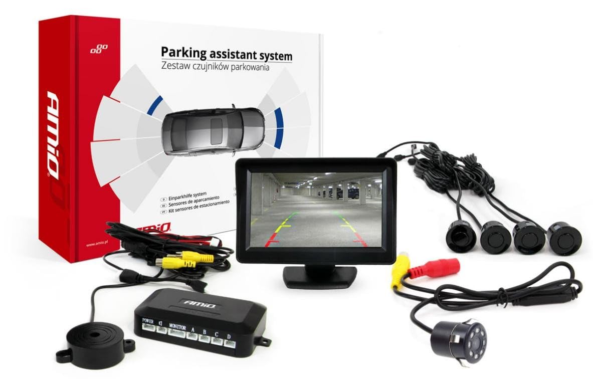 AMiO 02265 Sistema di assistenza al parcheggio con sensore anteriore e Posteriore nero