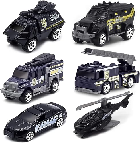 6 Pack Diecast Police Car Toy Set, Mini Alloy...
