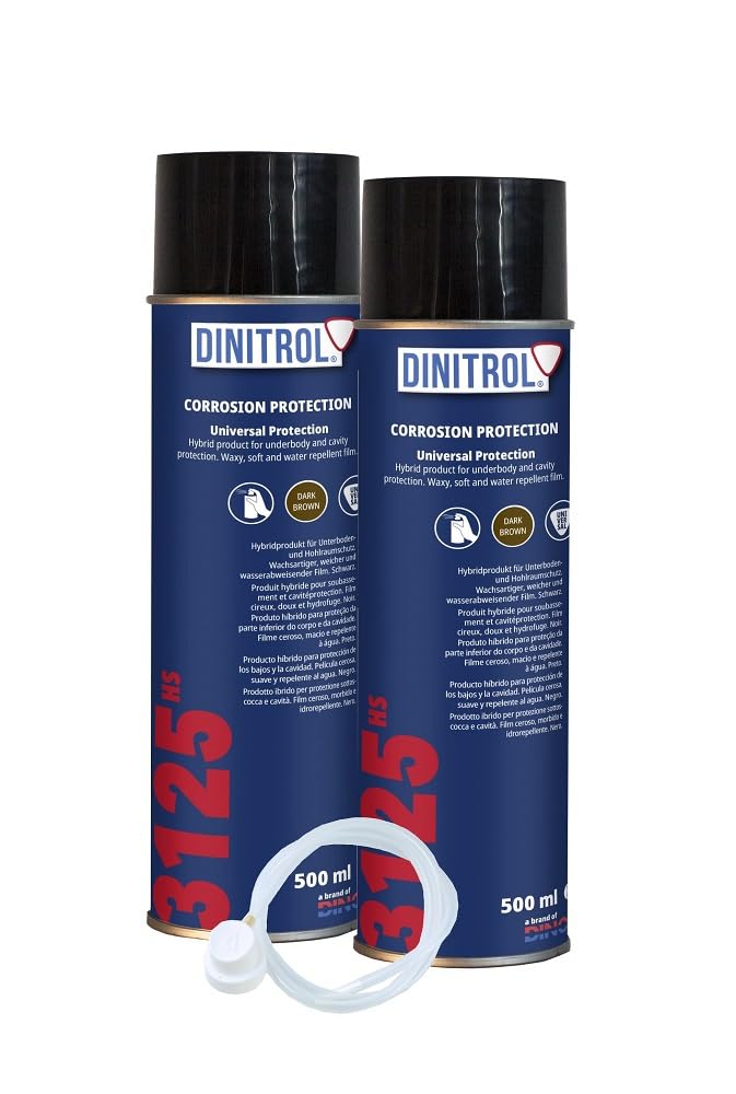WOL DINITROL 3125HS RUST PROOFING CAVITY WAX 500ML 2 UNITS AEROSOL + EXTENSION NOZZLE DIN8