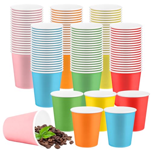 VIDETOL 120 Pièces Gobelet Carton 250 ml Multicolore Gobelets en Carton Gobelet Cafe Réutilisables pour Fête, Anniversaire, Mariage, Halloween, Noël