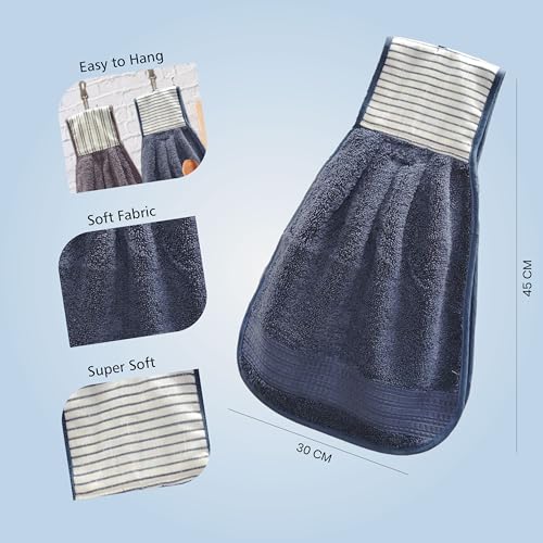Image of Hanging Hand Towel | Wash Basin Napkin with Loop | Kitchen Sink Towel | Pack of 3 in (Blue, Grey and Purple) | Assorted