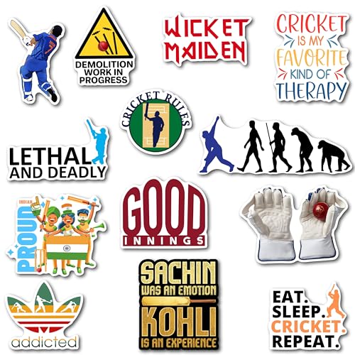 Image of WallDesign Unique Cricket Theme Magnets - Essential Set for Sports Enthusiasts, Magnet Collection for Cricket Fan (Set of 14)