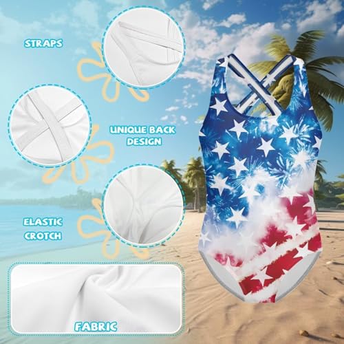 Image of One Piece Swimsuit for Girls Kids Quick Dry Bathing Suit with Crossback Strap Summer Beach Swimwear Size 5T-14