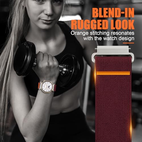 Image of Elastic Nylon Bands for Garmin Venu 3S 2S /Venu 4 41mm /Vivoactive 4S /Vivomove 3S /Forerunner 265S /255S Band Women,18mm Quick Release Magnetic /Parachute Buckle Stretchy Nylon Sport Watch Strap