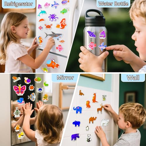 Image of Reusable Sticker Books for Toddlers 1-3, Puffy Stickers Book for Kids Ages 2-4, Toddler Travel Essential Activities Toys for Boys Girls Birthday Christmas - Animal, Ocean and Insect (3 Set)