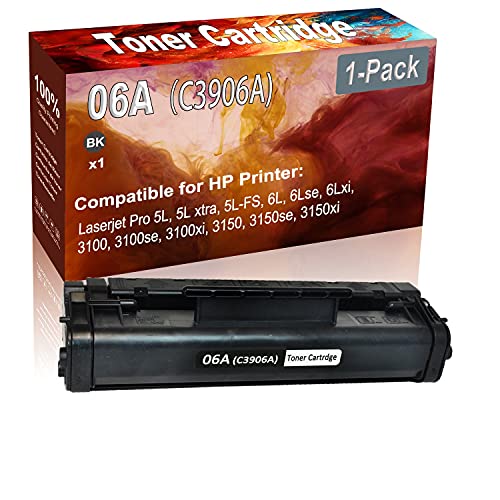 1-Pack (Black) Compatible 06A (C3906A) Printer Toner Cartridge (High Capacity) fit for HP 5L, 5L Xtra, 5L-FS, 6L, 6Lse, 6Lxi, 3100, 3100se, 3100xi, 3150, 3150se, 3150xi Printer