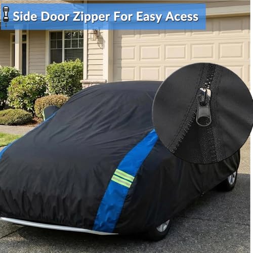 Image of Avecrew Car Cover Custom Fit for VW Beetle, Waterproof All Weather Full Exterior Cover Rain Snow Protection Cover with Side Door Zipper Design