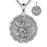 VONALA St. Michael Halskette 925 Sterling Silber Beidseitiger Anhänger Schutzschmuck für Männer & Frauen Erzengel Michael Kette