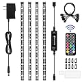 HitLights LED Strip Lights, 4 Pre-Cut Waterproof RGB Small LED Light Strip Kit Dimmable Color Changing SMD 5050 LED Tape Light with RF Remote, UL-Listed Power Supply and Connectors for TV Bedroom Home