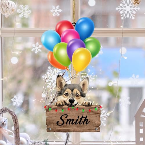 LMMIXEE Farbiger Luftballon aus transparentem Acryl, Weihnachtsschmuck 2024, schwedischer Vallhund Hunderassen, Ornament für Weihnachtsbaumdekoration, Souvenir, hängende Ornamente, Andenken,