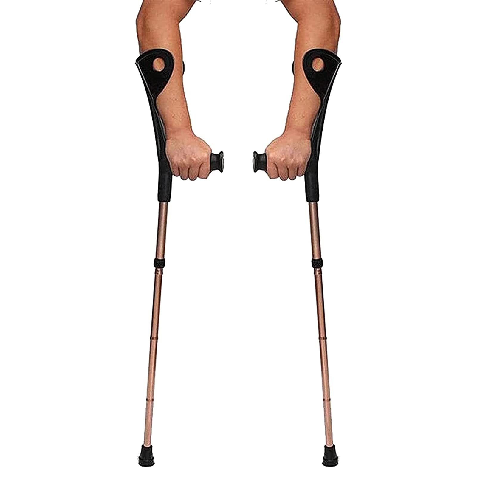 Stampelle da passeggio Stampelle per ascelle per adulti Stampelle con polsini aperti antiscivolo Stampelle per gomito regolabili Bastone da passeggio pieghevole in alluminio per anziani disabili Aus