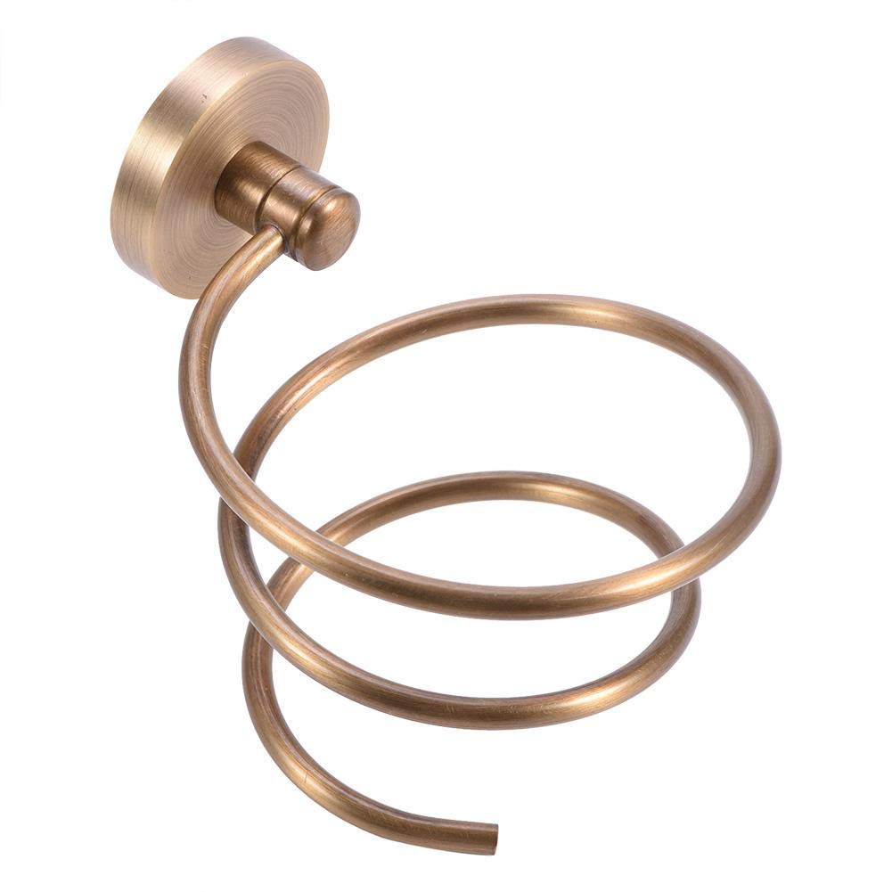 Zerodis Brass Hair Dryer Holder, Wall Mount Antique Hair Dryer Shelf Bathroom Organizer Shelf For Home Decoration