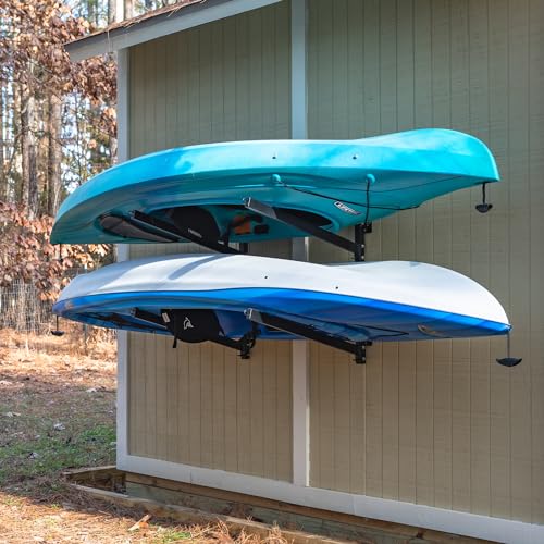 StoreYourBoard G-Kayak Wall Storage Rack – Heavy-Duty Outdoor Kayak Rack for 2 Boats, Adjustable...