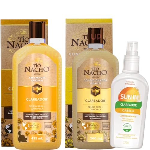 TIO NACHO CLAREADOR SHAMPOO 415 + CONDIONADOR 200ML + SUN IN PHYTOERVAS 120ML