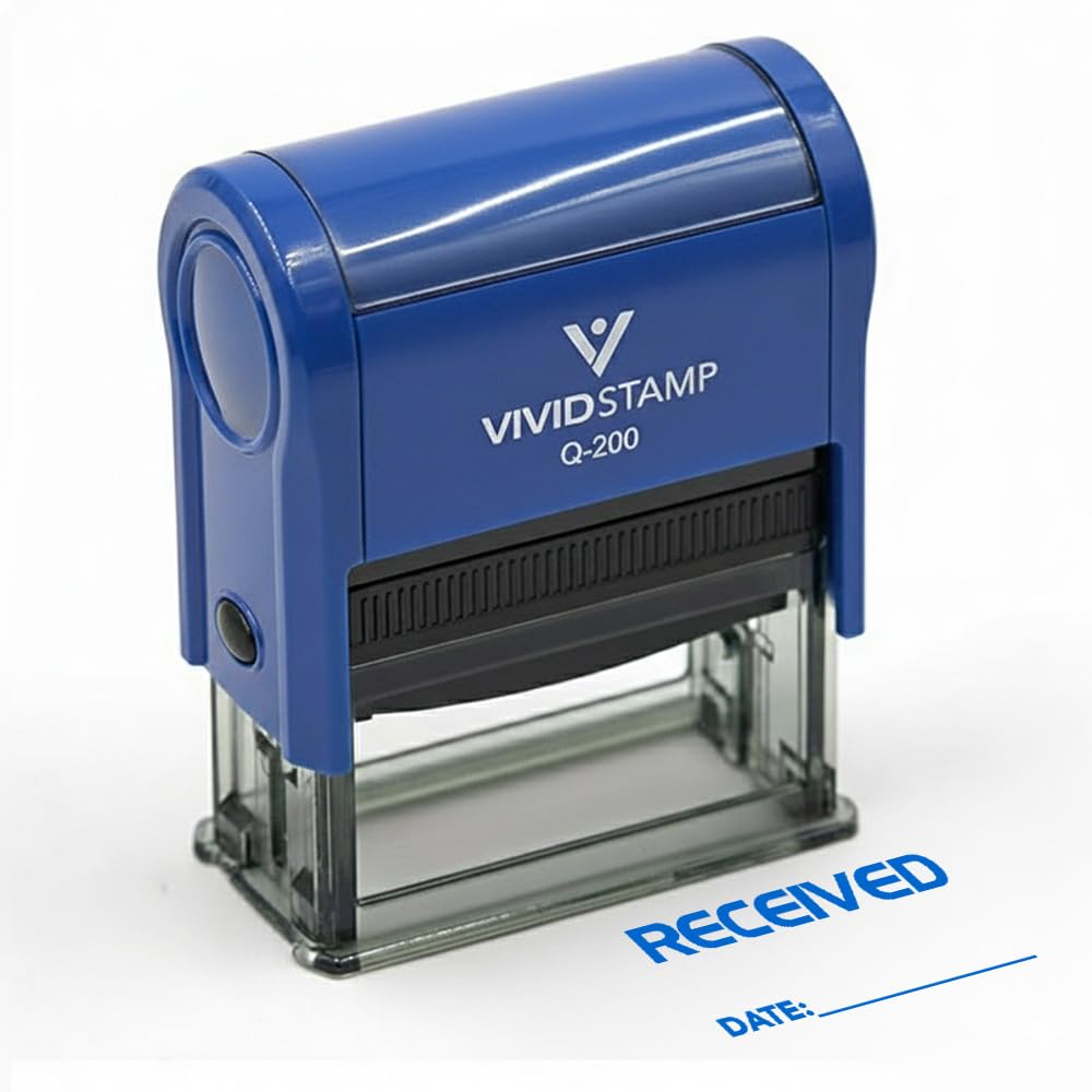 Ricevute W/data Line autoinchiostrante ufficio timbro di gomma 3/4" x 1-7/8" Large Blue