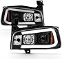 ACANII - For NEW Black 2006-2010 Dodge Charger LED Tube Style Projector Headlights Headlamps Driver & Passenger Side