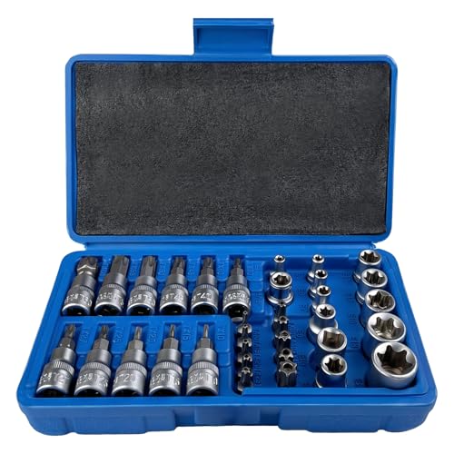 LUMITERRA 34 Pièces Coffret Douilles Torx Femelle 3/8
