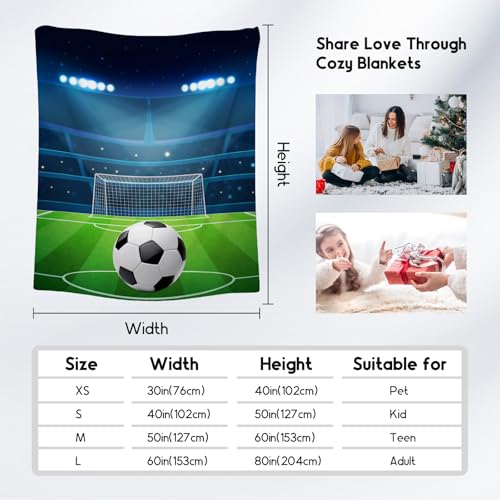 Mercuryelf Soccer Blanket - Soft, Fuzzy & Warm - 60x80 Inches Flannel Throw Blankets for Bed, Couch - Colorful Sports Throws Gift for Men, Women