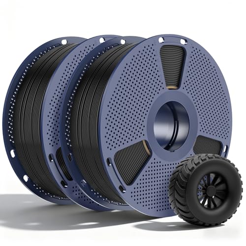 SUNLU TPU Filament 1.75mm, 95A Flexible 3D Printer Filament, Soft TPU 1kg Spool (2.2 lbs), Dimensional Accuracy +/- 0.03mm, Fit Most FDM Printer (Black 2-Pack)